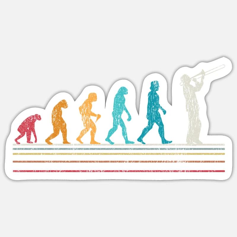 Trombone Evolution Trombone Player Retro Sticker size S (10 x 10 cm)