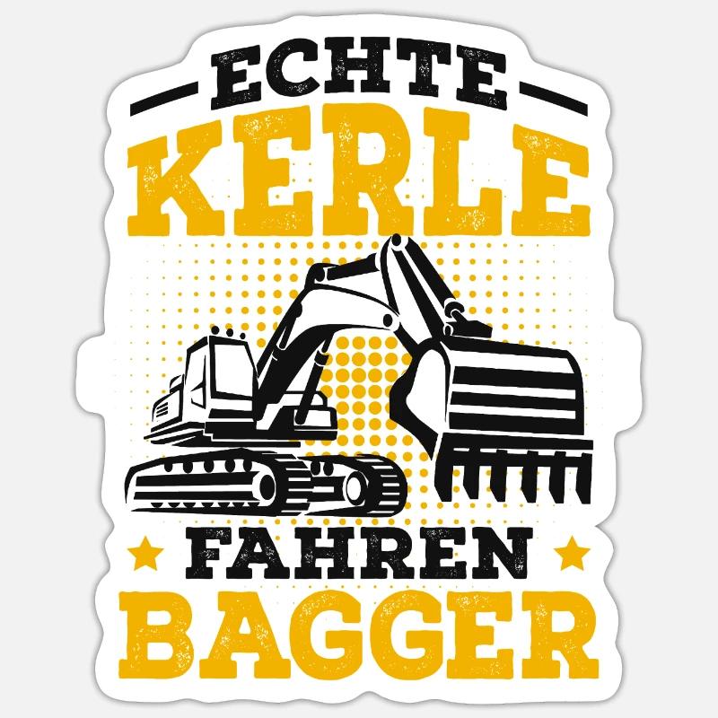 Baggerfahrer - Sticker Größe S (10 x 10 cm) - Mattweiß