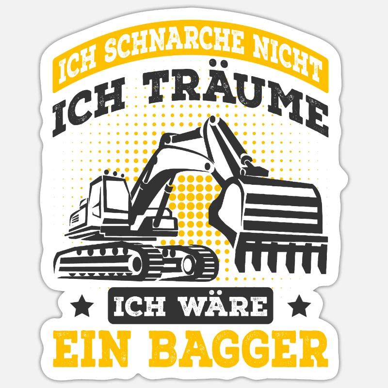 Baggerfahrer - Sticker Größe S (10 x 10 cm) - Mattweiß