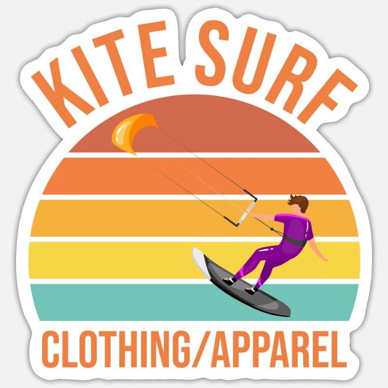 kite surf - Sticker taille S (10 x 10 cm) - blanc mat