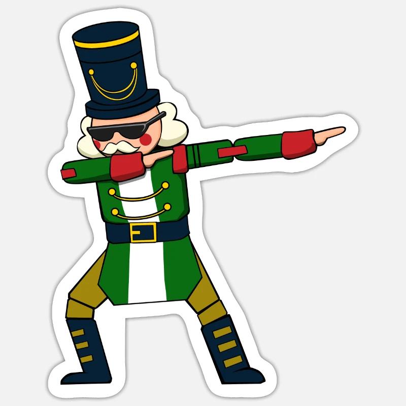 Dabbing Nussknacker Figur Weihnachtspullover - Sticker Größe S (10 x 10 cm) - Mattweiß