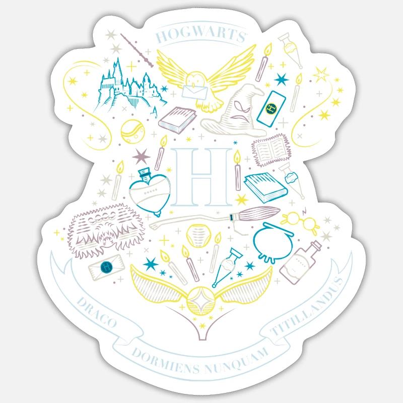 Harry Potter Emblème Hogwarts éléments - Sticker taille S (10 x 10 cm) - blanc mat