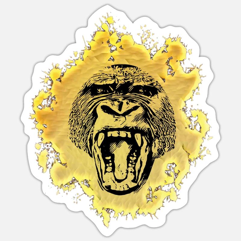 Singe - Sticker taille S (10 x 10 cm) - blanc mat
