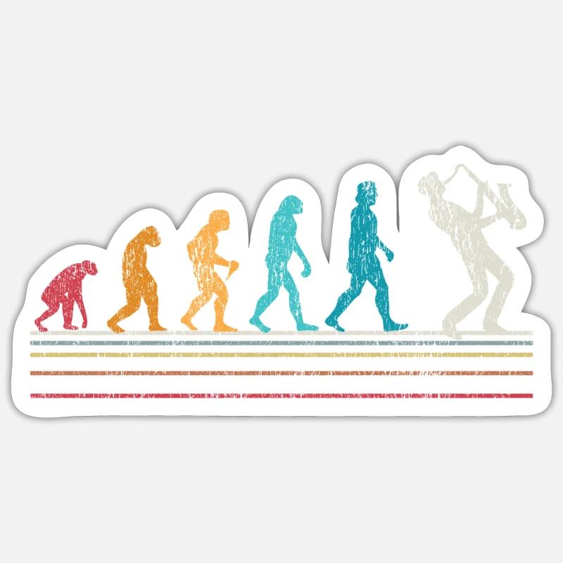 Cadeau rétro Saxophone Evolution Sax - Sticker taille S (10 x 10 cm) - blanc mat