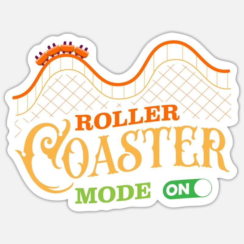 Achterbahn, Achterbahn roller coaster, Looping - Sticker Größe S (10 x 10 cm) - Mattweiß