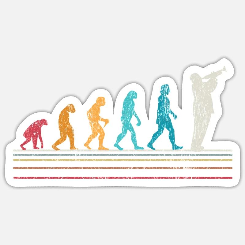 Trompete Evolution Retro Vintage - Sticker Größe S (10 x 10 cm) - Mattweiß