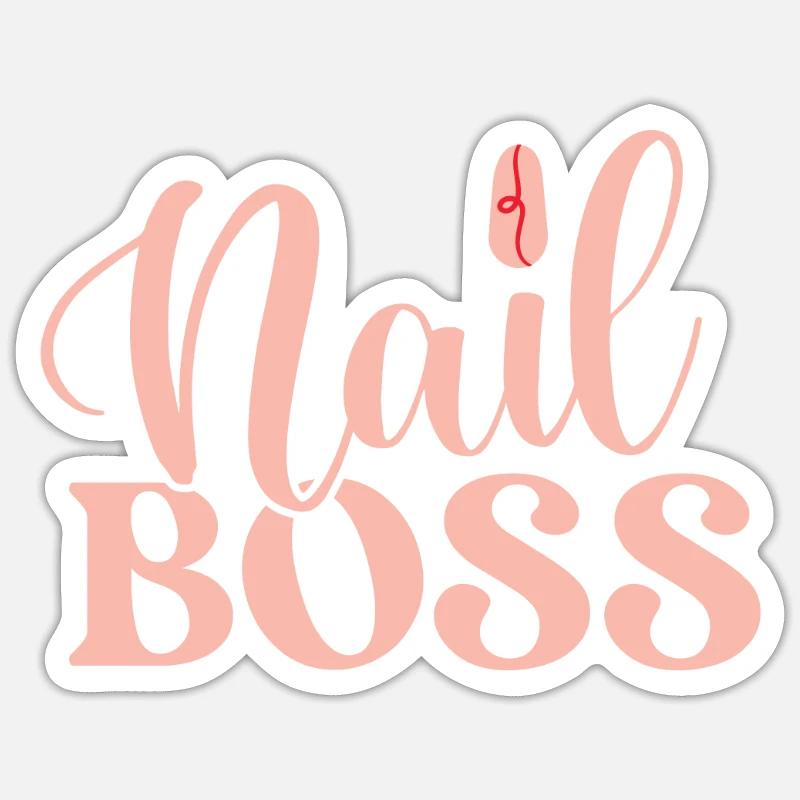 Nail Boss für eine Kosmetikerin oder - Sticker Größe S (10 x 10 cm) - Mattweiß
