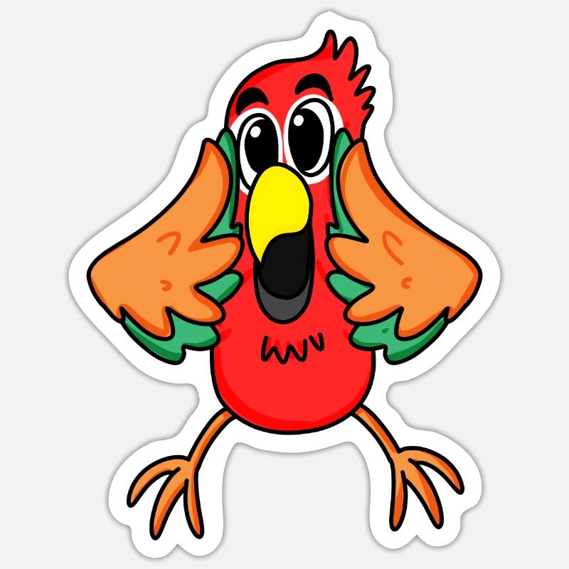 Jungle de perroquet - Sticker taille S (10 x 10 cm) - blanc mat