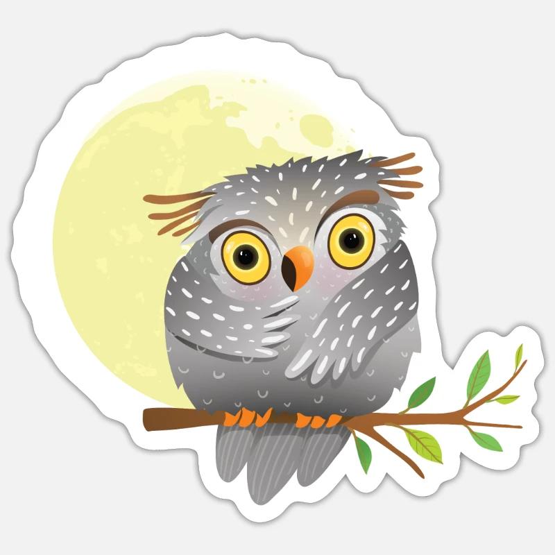 Süße Eule - Sticker Größe S (10 x 10 cm) - Mattweiß