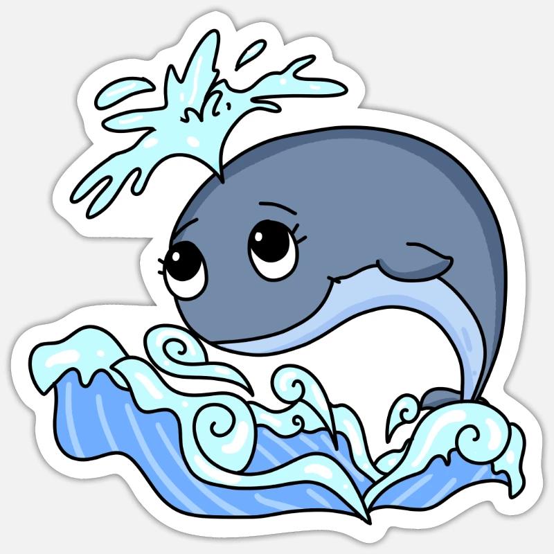 baleine - Sticker taille S (10 x 10 cm) - blanc mat