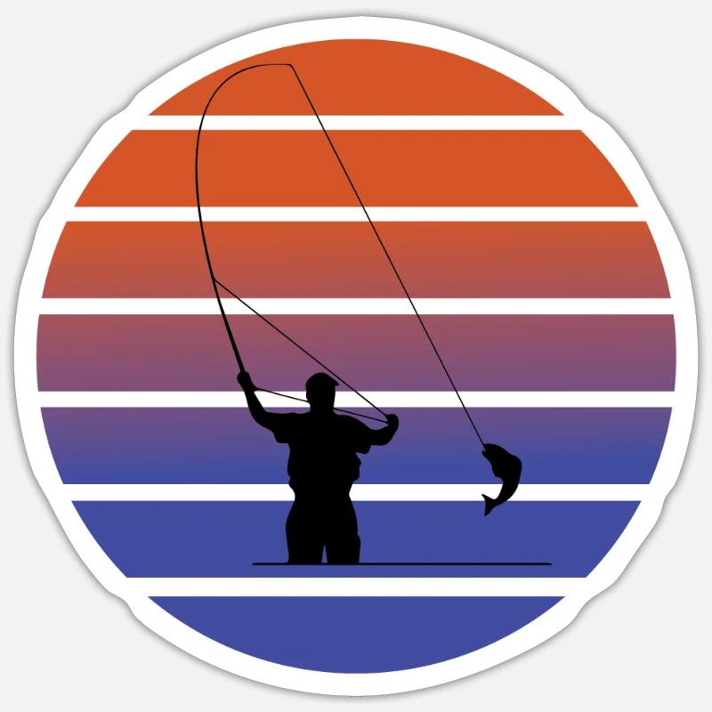 Fliegenfischer - Sticker Größe S (10 x 10 cm) - Mattweiß