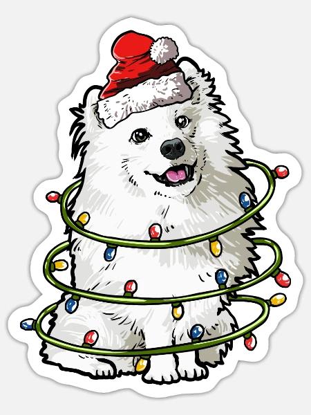 Samojeden Weihnachten Hunde Geschenk - Sticker Größe S (10 x 10 cm) - Mattweiß