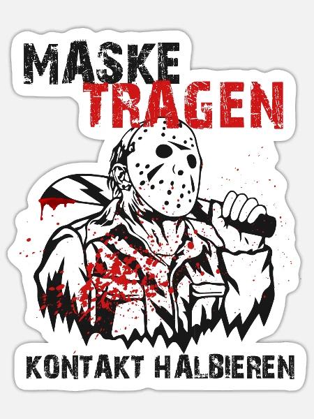 Maske Tragen! Kontakt Halbieren! Coronavirus 2020 - Sticker Größe S (10 x 10 cm) - Mattweiß