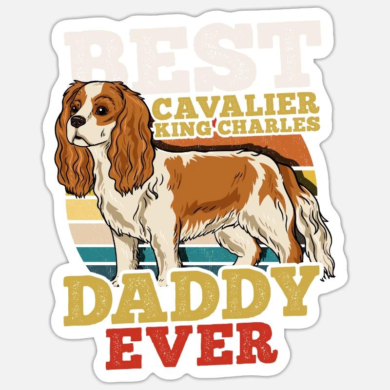 Cavalier Roi Charles - Sticker taille S (10 x 10 cm) - blanc mat