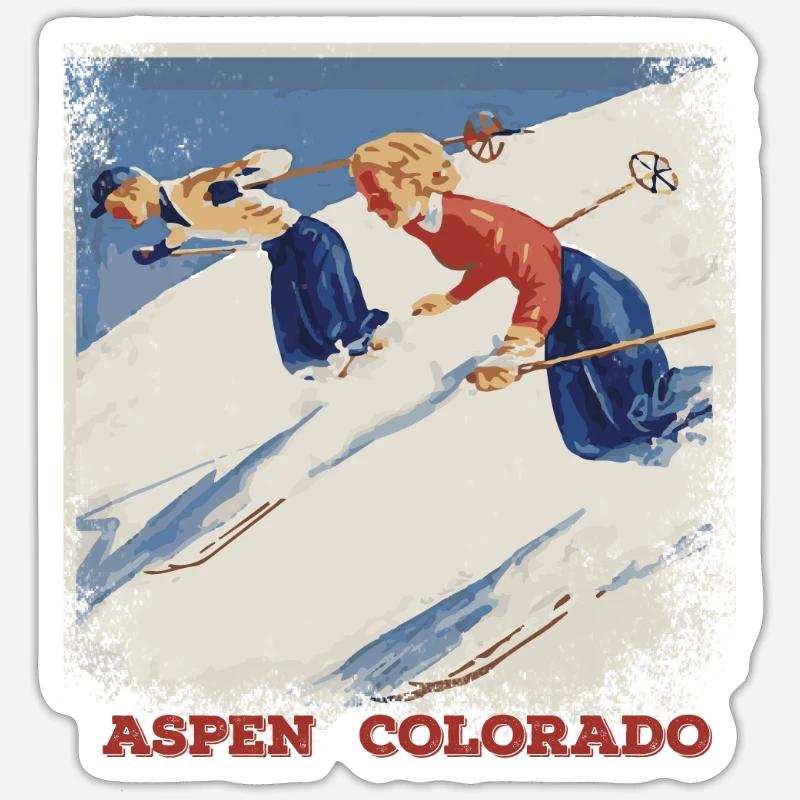 ski - Sticker taille S (10 x 10 cm) - blanc mat