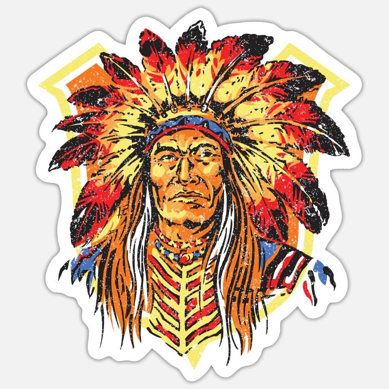 Native Man Indian Aztec Warior Ancient Indigenous - Sticker taille S (10 x 10 cm) - blanc mat