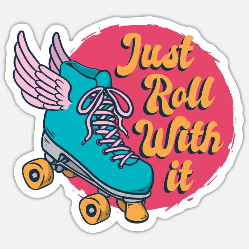 Rollschuhe mit Flügeln Rollen Sie einfach mit uns - Sticker Größe S (10 x 10 cm) - Mattweiß
