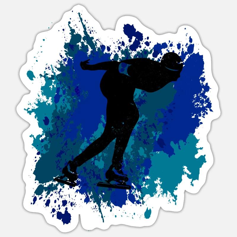 Conception de patineur de vitesse - Sticker taille S (10 x 10 cm) - blanc mat