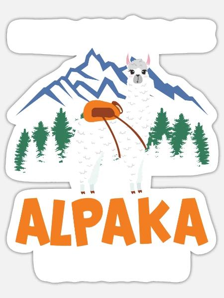Alpaka wanderung Lama Geschenk - Sticker Größe S (10 x 10 cm) - Mattweiß