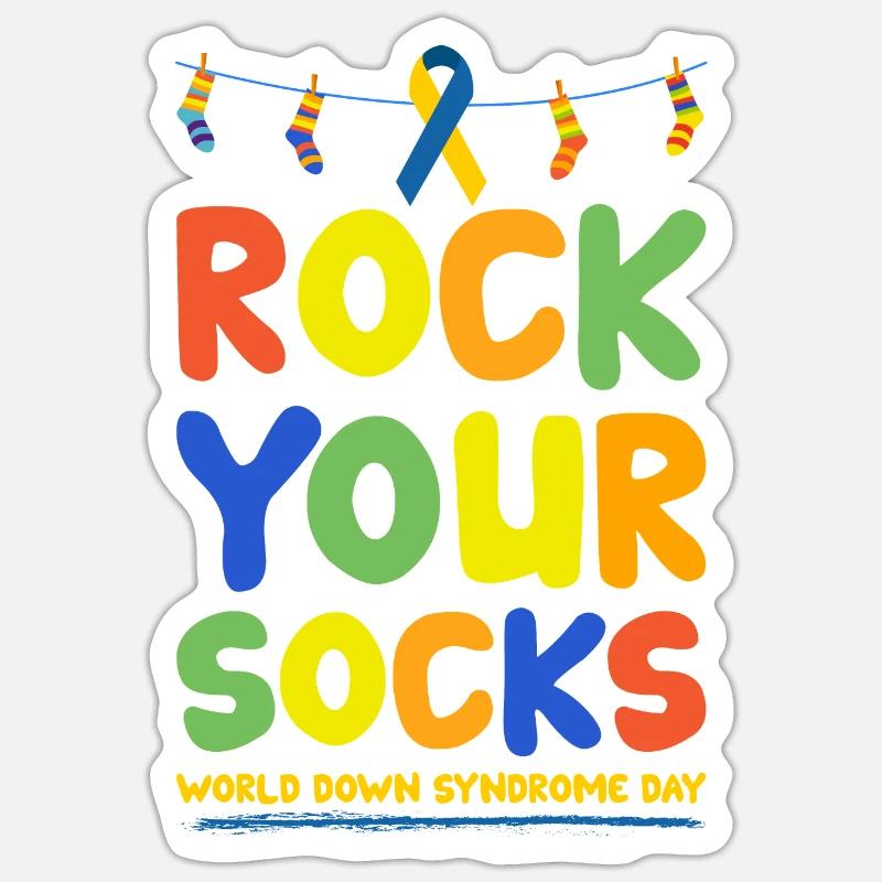 Down syndrome sock gift - Sticker size S (10 x 10 cm) - white matte