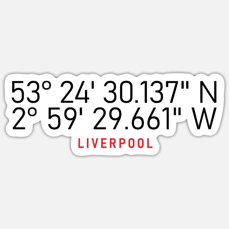 Liverpool coordinates - Sticker size S (10 x 10 cm) - white matte
