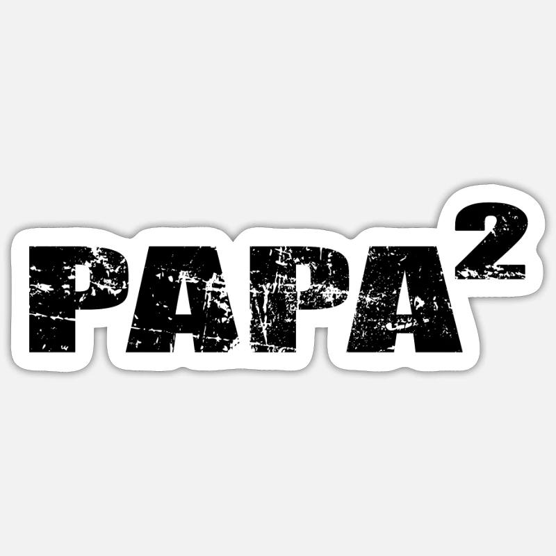 Werdender Papa hoch 2 Zwillinge 2 Töchter 2 Söhne - Sticker Größe S (10 x 10 cm) - Mattweiß