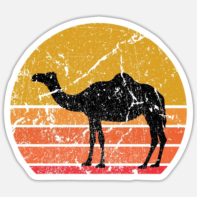 Retro Sonne Kamel Dromedar Geschenk Sticker Größe S (10 x 10 cm)