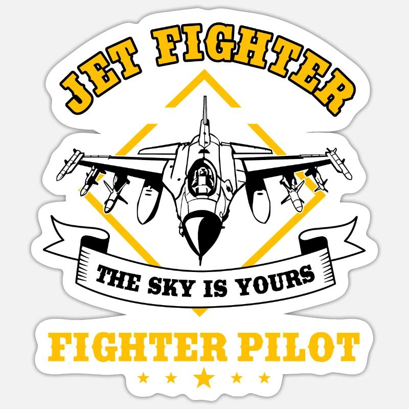 Fighter pilot jet fighter - Sticker size S (10 x 10 cm) - white matte
