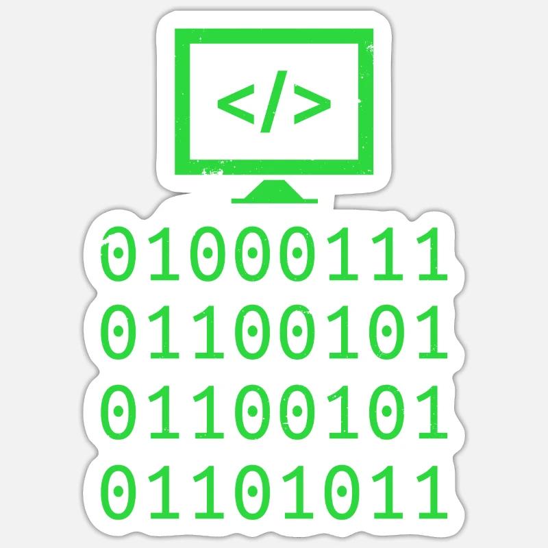 Cadeau de programmation de codage de code binaire Sticker taille S (10 x 10 cm)