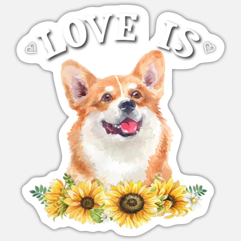 Corgi - Sticker taille S (10 x 10 cm) - blanc mat
