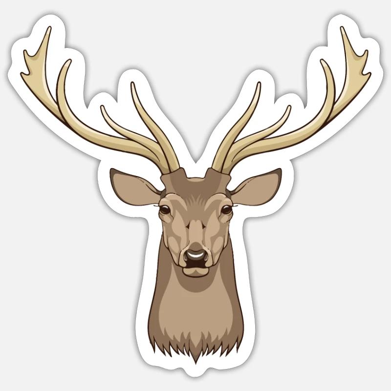 Hirsch Waldtier Hirschgeweih Jäger - Sticker Größe S (10 x 10 cm) - Mattweiß