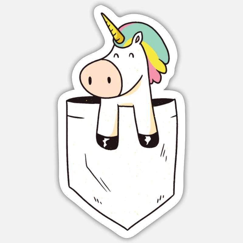Einhorn Einhörner Tasche - Sticker Größe S (10 x 10 cm) - Mattweiß