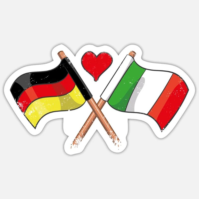 J'aime l'Italie drapeau drapeau - Sticker taille S (10 x 10 cm) - blanc mat