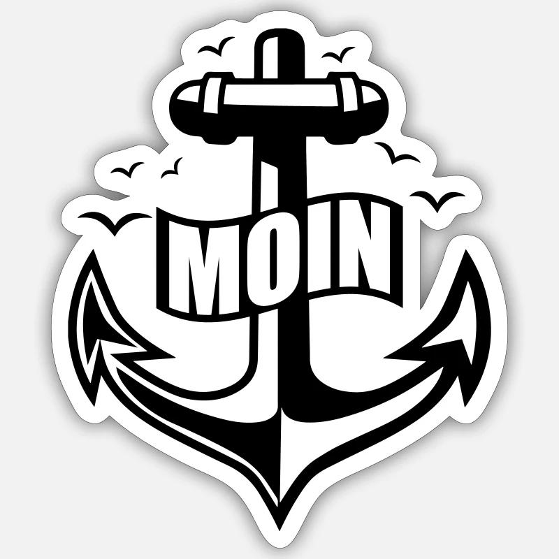 106 MOIN Anker Möwen Sticker Größe S (10 x 10 cm)