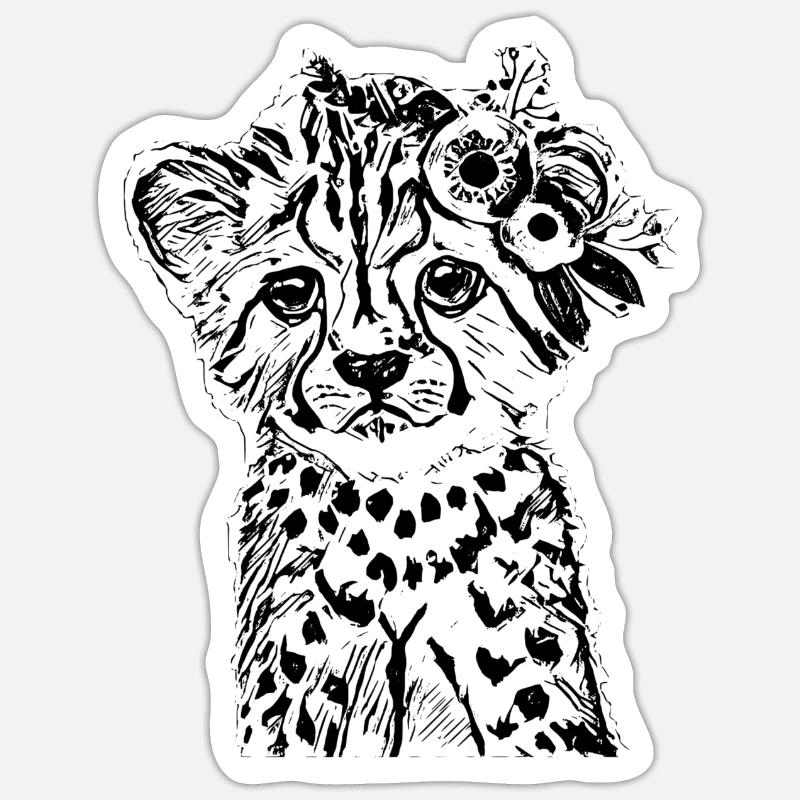 Guépard - Sticker taille S (10 x 10 cm) - blanc mat