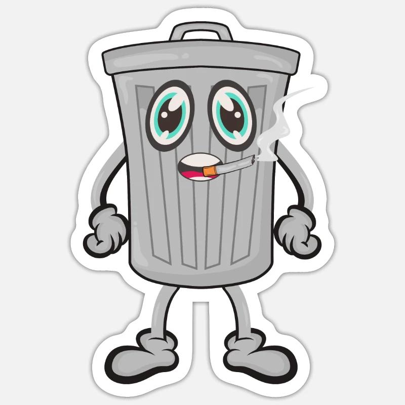 Mülleimer Zigarrette rauchen Sticker Größe S (10 x 10 cm)