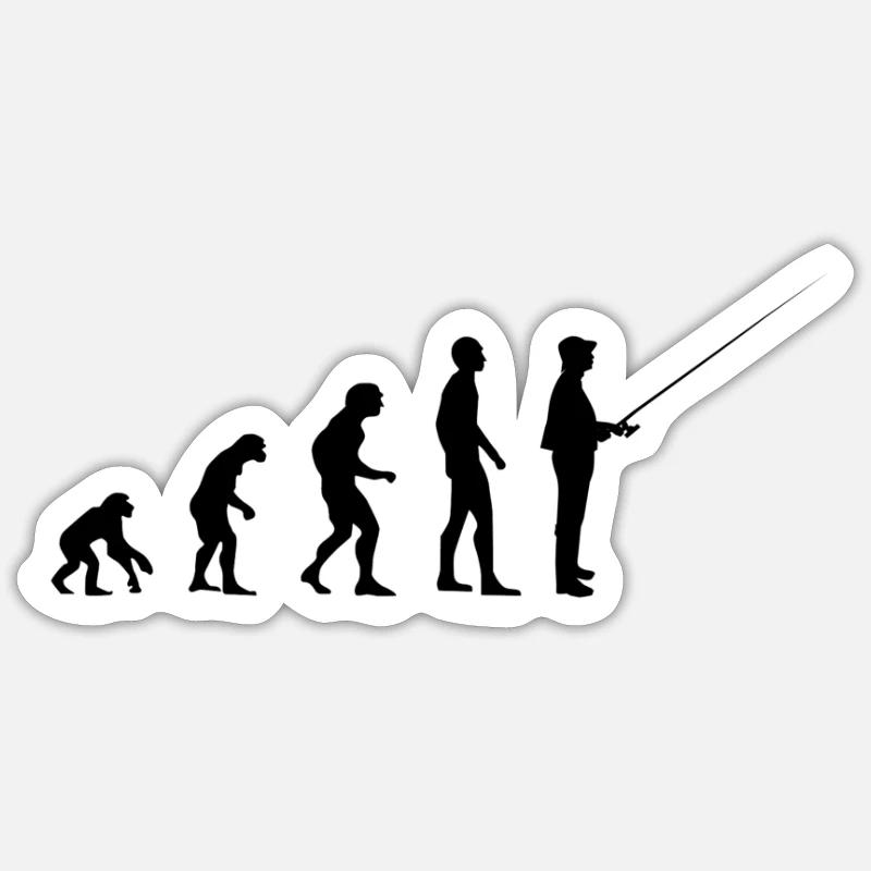 Evolution pêcheur pêche pêche loisir sport Sticker taille S (10 x 10 cm)