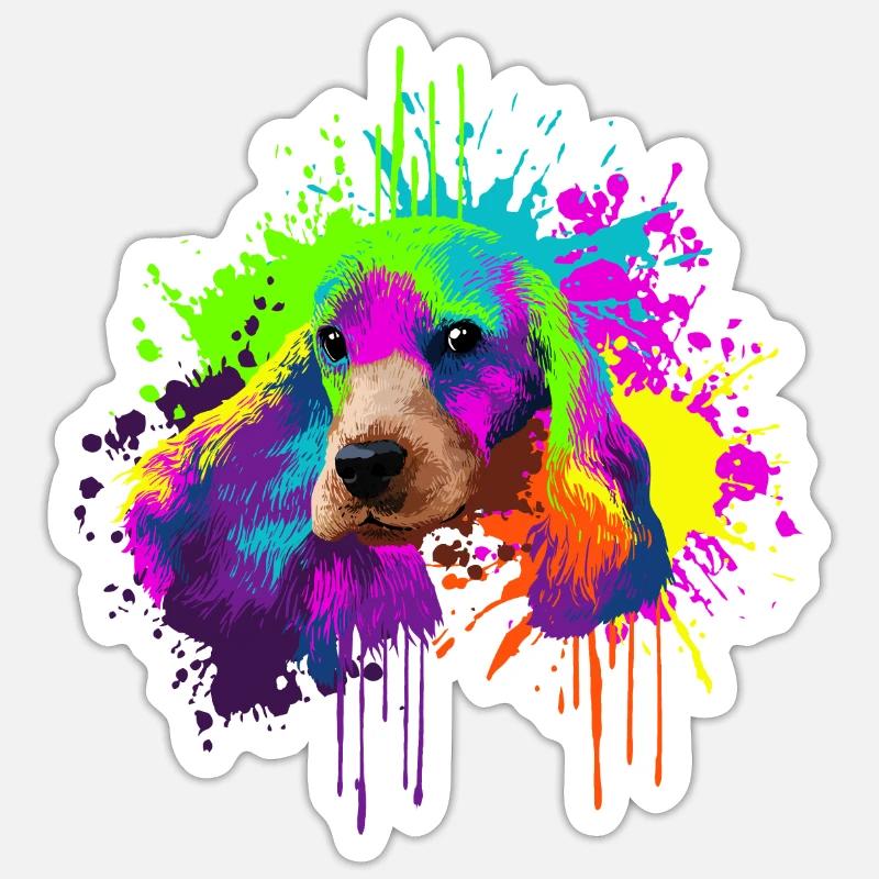 Splash Art Cocker Spaniel Dog Lover Gift Idea - Sticker size S (10 x 10 cm) - white matte