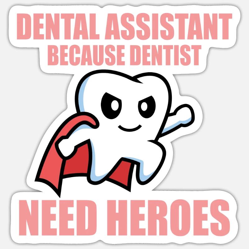 Assistante dentaire - Sticker taille S (10 x 10 cm) - blanc mat