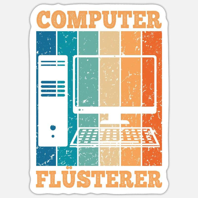 Computerflüsterer Informatiker Retro PC Computer - Sticker Größe S (10 x 10 cm) - Mattweiß