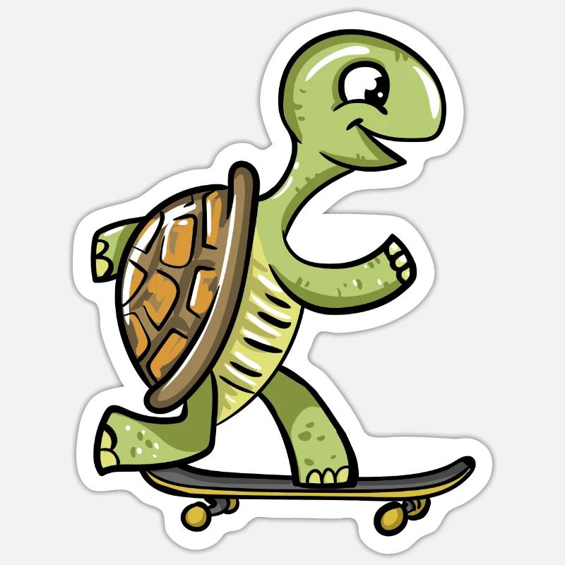 Skate Turtle - Sticker size S (10 x 10 cm) - white matte