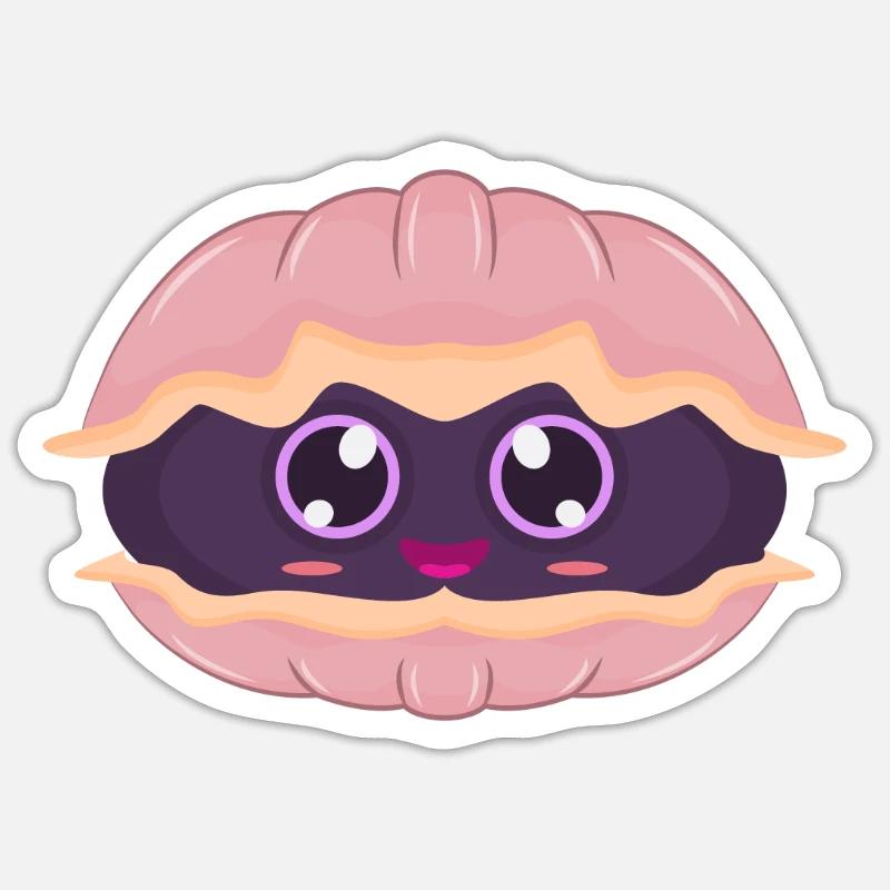 Palourde huître - Sticker taille S (10 x 10 cm) - blanc mat