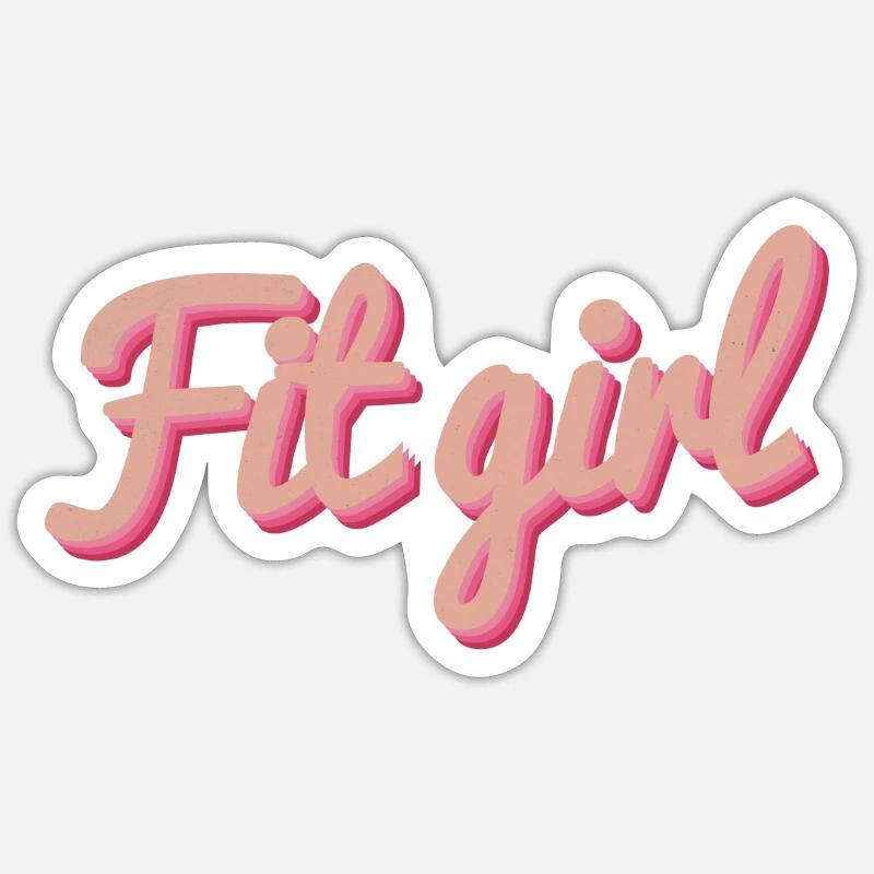 Fitgirl Rosa 3D Script - Sticker Größe S (10 x 10 cm) - Mattweiß