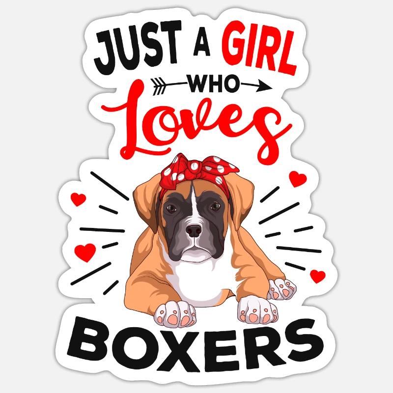 Chien boxer - Sticker taille S (10 x 10 cm) - blanc mat