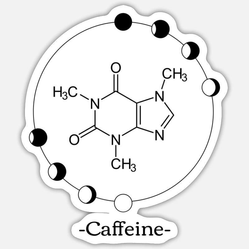 Caffeine molecule with outline - Sticker size S (10 x 10 cm) - white matte