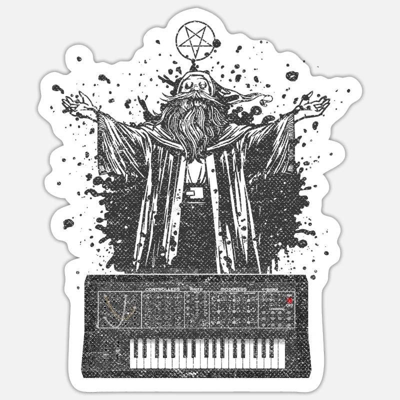 Vintage Synthesizer Analog Modular Satan Synths - Sticker size S (10 x 10 cm) - white matte