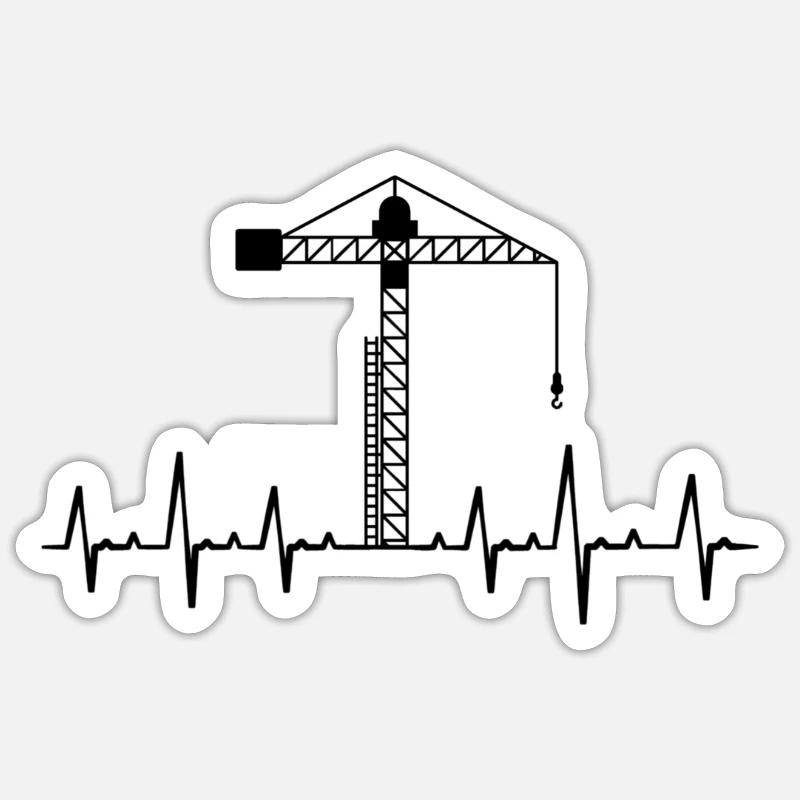 Crane cranes crane operator construction site excavator gift - Sticker size S (10 x 10 cm) - white matte