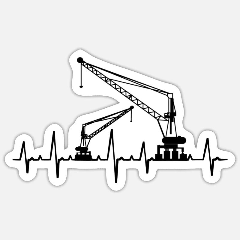Kran Kräne Kranführer Baustelle Bagger Geschenk - Sticker Größe S (10 x 10 cm) - Mattweiß