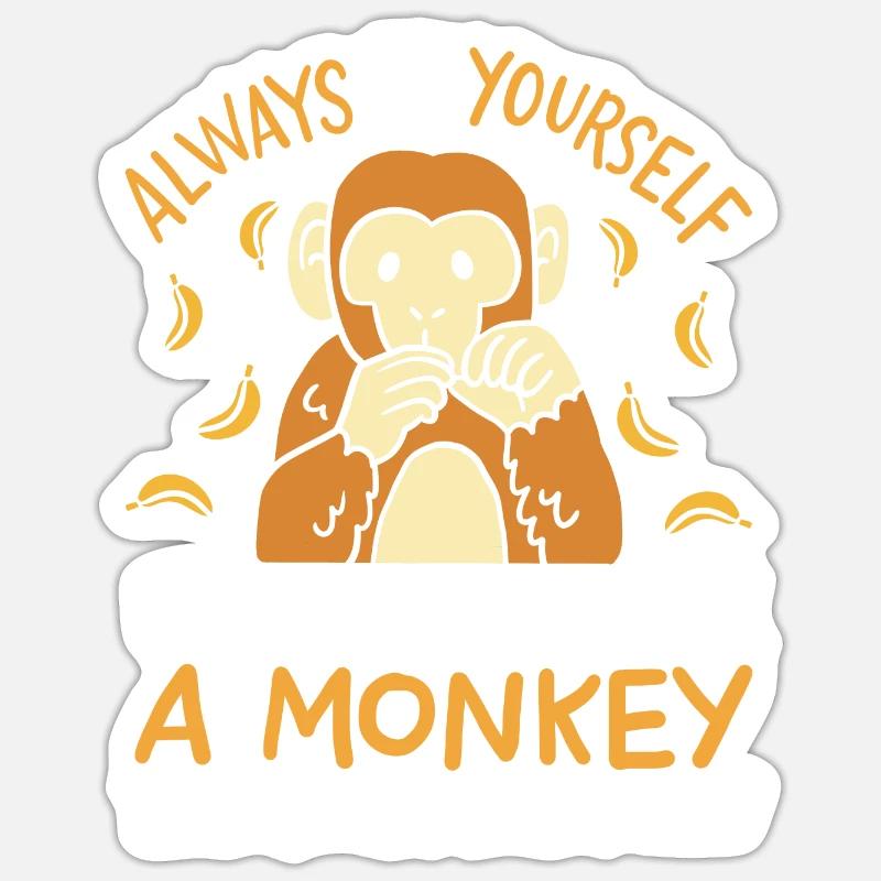 singe - Sticker taille S (10 x 10 cm) - blanc mat