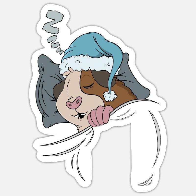 Pyjama Sleepyhead pour les cochons d'Inde - Sticker taille S (10 x 10 cm) - blanc mat